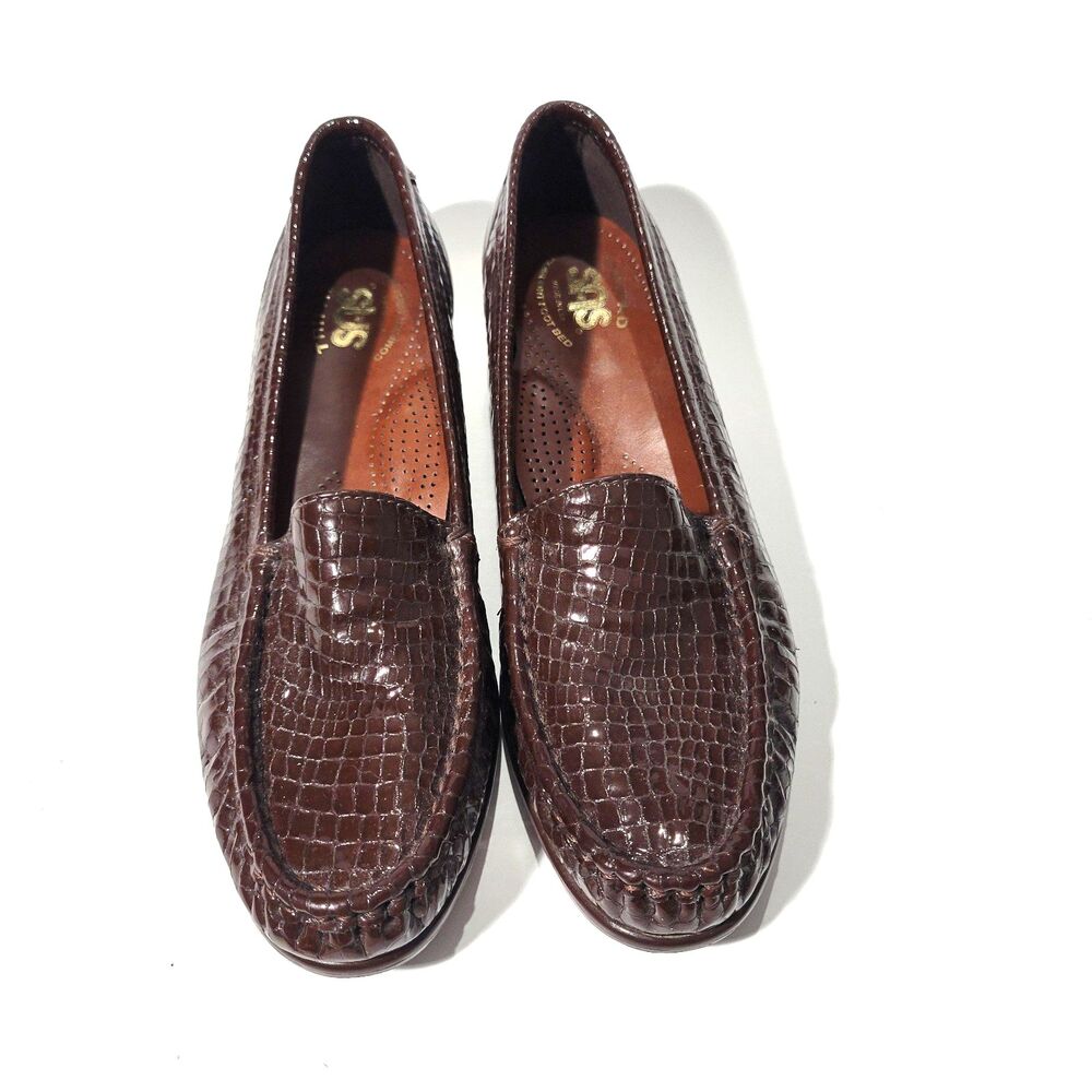 Sas Womens Slip On Embossed Loafers Brown 8.5 Small - Picture 10 of 11